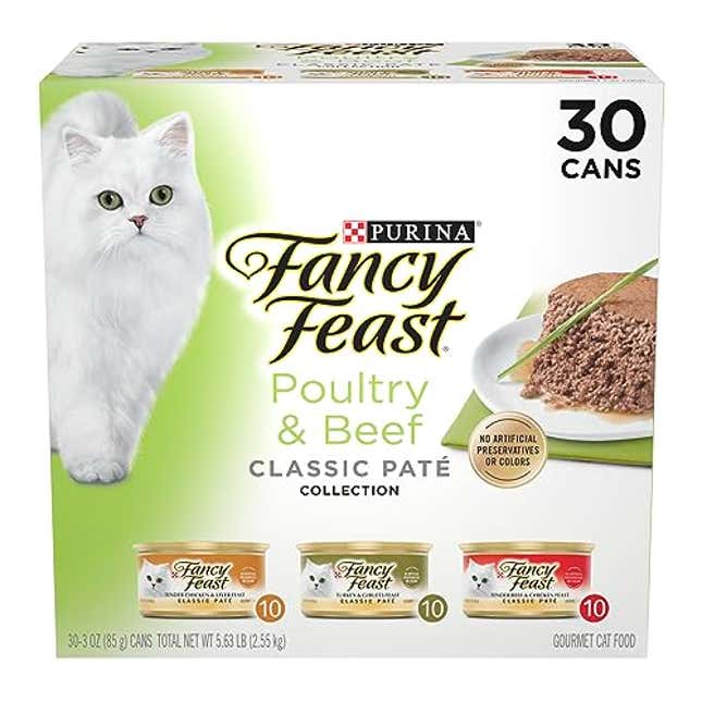 Image for article titled Fancy Feast Poultry and Beef Feast Classic Pate Collection Grain Free Wet Cat Food Variety Pack, Now 13% Off