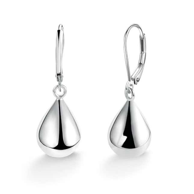 Image for article titled Sterling Silver Teardrop Earrings for Women Girls Silver Drop Leverback Dangle Earrings for Girls Hypoallergenic Leverback Drop Silver Earrings, Now 30% Off