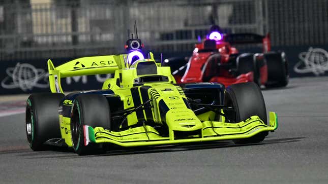 A photo of a self-driving race car in Abu Dhabi. 