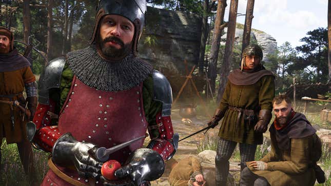 A promotional image featuring a bandit camp in Kingdom Come: Deliverance 2