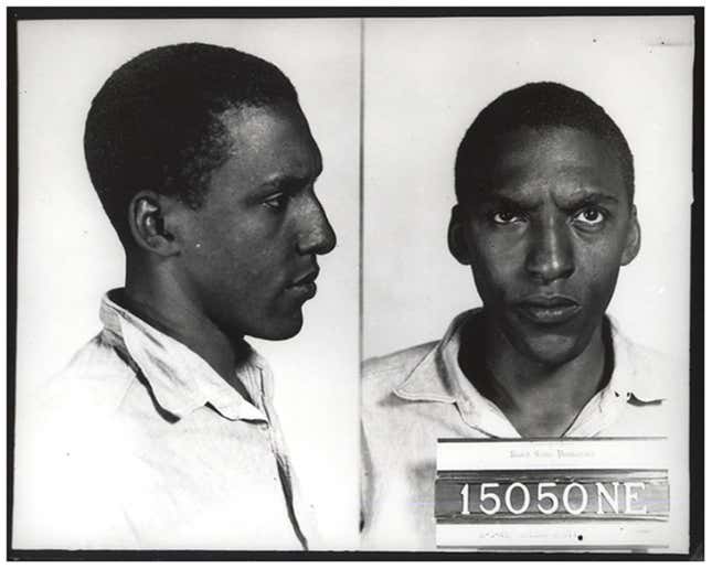 Bayard Rustin, one of the organizers of the 1963 March on Washington, shown here on an ‘intake’ mugshot, August 3, 1945, at Pennsylvania’s Lewisburg Penitentiary, following his conviction for failing to register for the Draft.