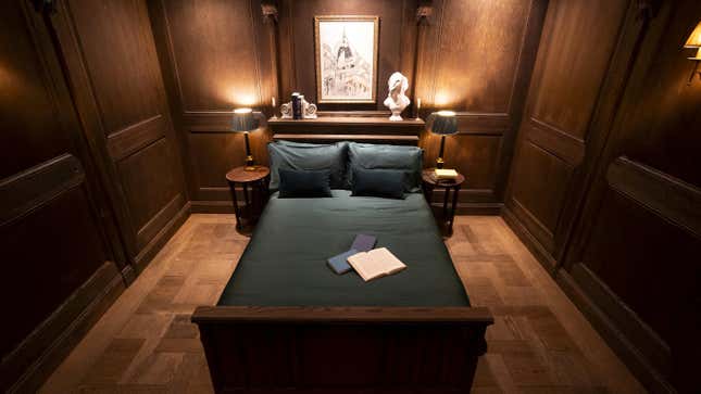 Photo of a bedroom in St Paul’s Cathedral in London, which was recently made available for overnight stays on Airbnb as part of a promotion for World Book Day.