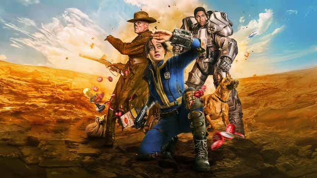 The image shows the main cast of Fallout. 