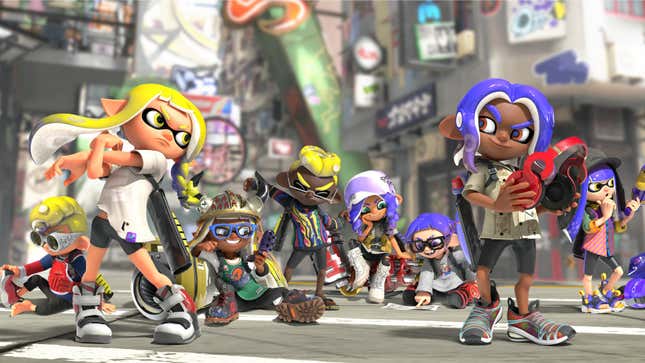 Inklings and Octolings from Splatoon 3 are about to shoot each other up in their best drip.