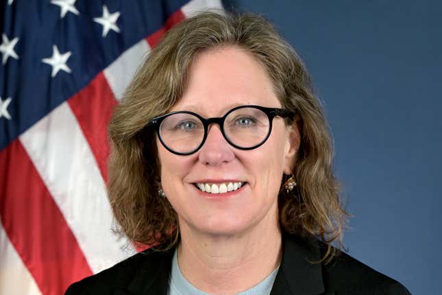 Ann Carlson, shown in an undated photo, has served as acting administrator of the National Highway Traffic Safety Administration, where she started as chief counsel in 2021. Carlson is leaving the agency on Wednesday to resume teaching at the UCLA School of Law.(NHTSA via AP)