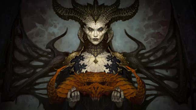 Diablo IV's Lilith prepares to argue her case before the NLRB. 