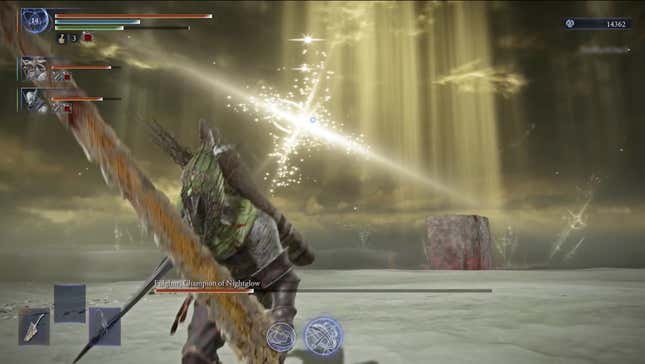 The players run from a massive arrow attack.
