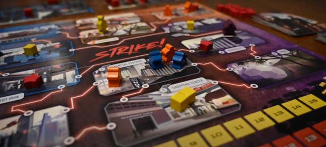 STRIKE! the board game in the middle of play.