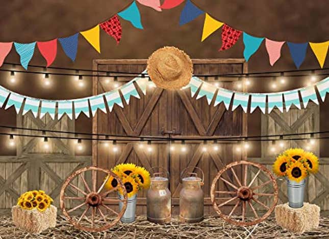 Image for article titled Wofawofa Festa Junina Party Decoration Backdrop for Photography 7X5FT Carnival Brazil Backdrop Brazilian Carnival Old Barn Haystack West Cowboy Festa Junina Background for Photo Studio Props BL1019, Now 91.27% Off