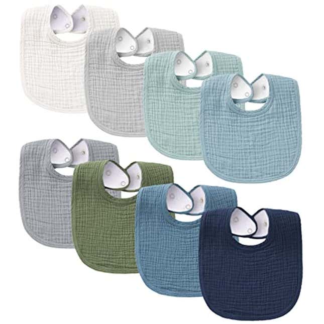 Image for article titled Konssy Muslin Baby Bibs 8 Pack Baby Bandana Drool Bibs Cotton for Unisex Boys Girls, Now 16% Off