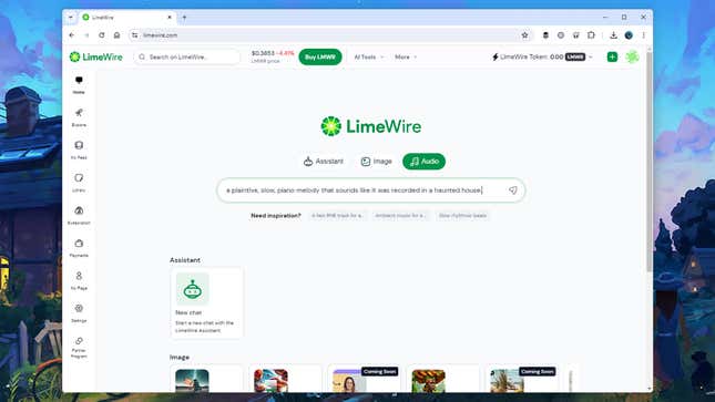 LimeWire AI Music Studio works like an AI chat.