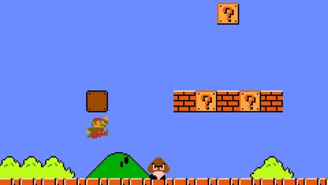 An image depicting the first level of video game Super Mario Bros.