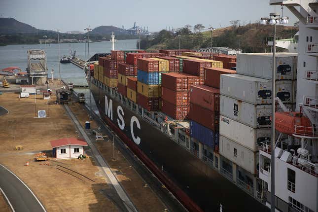 A ship in the Panama Canal