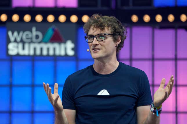 File - Paddy Cosgrave, CEO and founder of Web Summit, speaks at the Web Summit technology conference in Lisbon on Nov. 1, 2021. The fallout from the Israel-Hamas war has spilled into workplaces everywhere, as top leaders of prominent companies weigh in with their views and workers complain of their own voices not being heard. Backlash has been swift, including to a tweet from Cosgrave suggesting that Israel was committing war crimes. (AP Photo/Armando Franca, File)