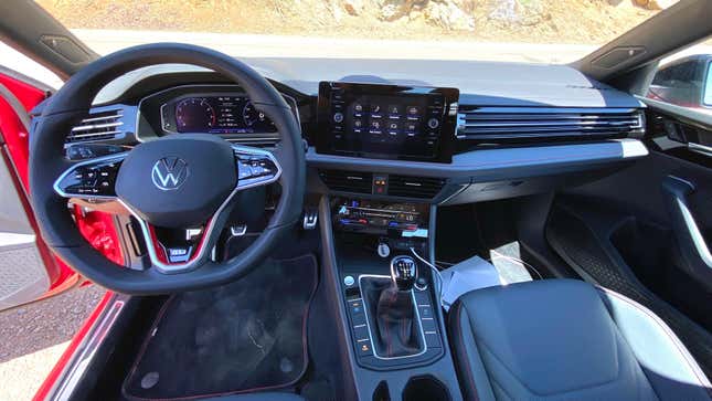 A wide show of the driver's POV inside the Jetta GLI