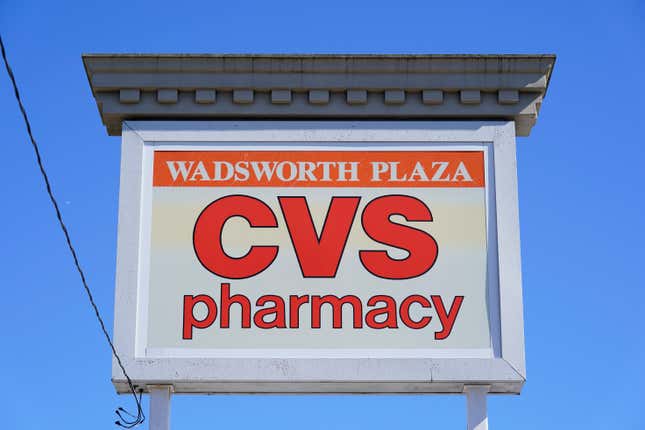 FILE - This Sept. 29, 2021 photo shows a sign for the CVS in Wadsworth Plaza in Philadelphia. CVS Health reports earnings on Wednesday, Feb. 7, 2024. (AP Photo/Matt Rourke, File)