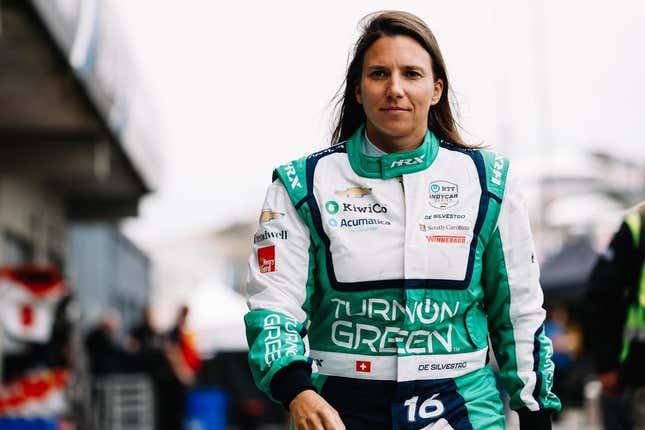 Racer Simona de Silvestro during IndyCar's Grand Prix at Laguna Seca.