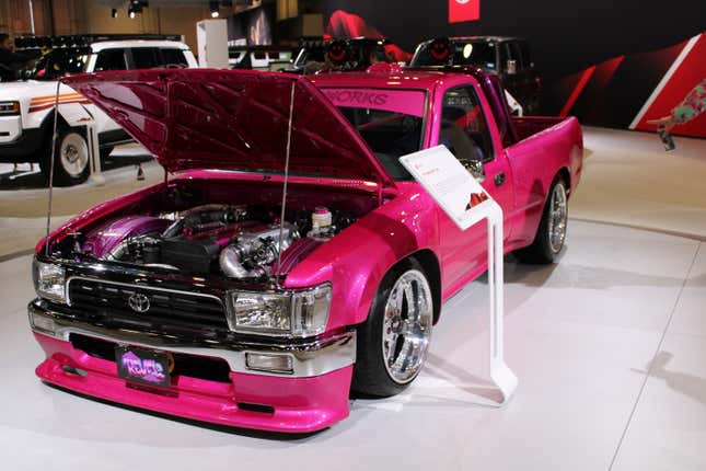 Image for article titled Rutledge Wood Turned An Old School Toyota Pickup Into A Drift Car With Lowrider Vibes