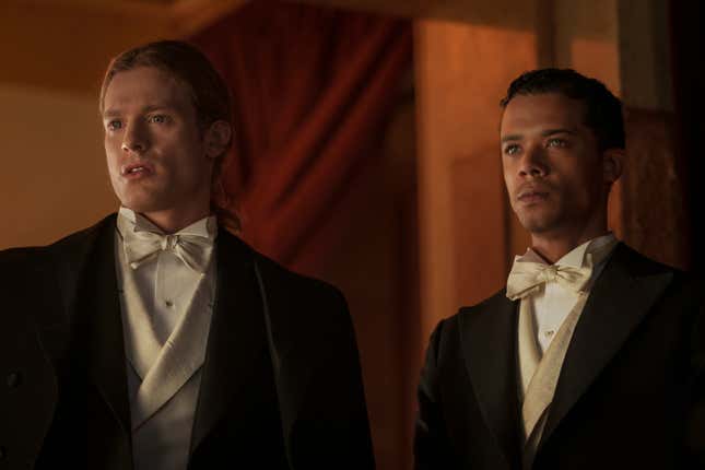 Sam Reid as Lestat Du Lioncourt and Jacob Anderson as Louis De Pointe Du Lac - Interview with the Vampire Season 1.