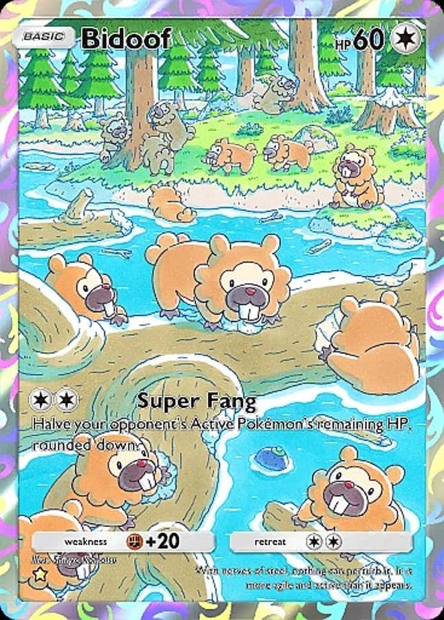 A group of Bidoof are shown creating a dam. 