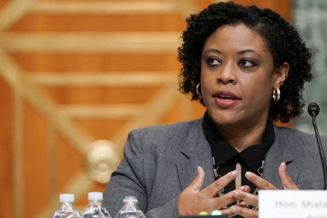 Office of Management and Budget acting director Shalanda Young answers questions during a Senate Budget Committee hearing on June 8, 2021 in Washington, DC. 