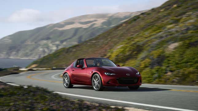 A photo of a red Mazda Miata. 