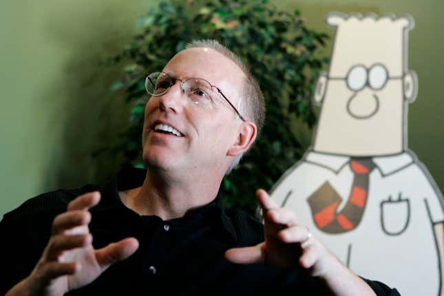 Scott Adams, creator of the comic strip Dilbert, talks about his work at his studio in Dublin, Calif., on Oct. 26, 2006.