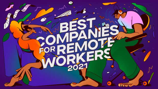 Colorful illustration of two remote workers