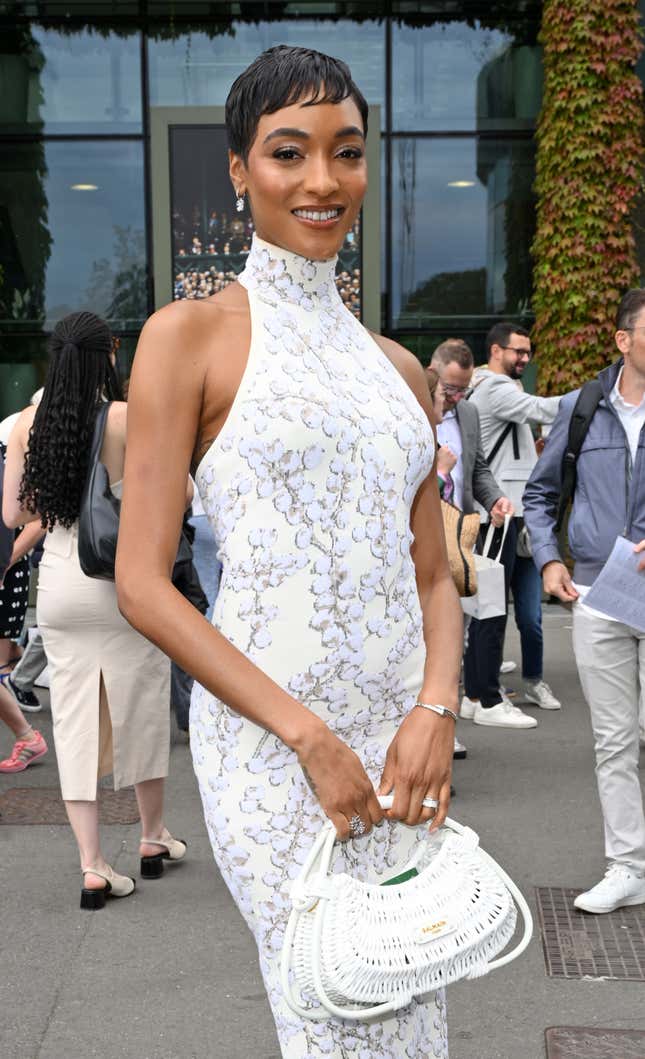 LONDON, ENGLAND - JULY 13: Jourdan Dunn attends day thirteen of the Wimbledon Tennis Championships at the All England Lawn Tennis and Croquet Club on July 13, 2024 in London, England. 