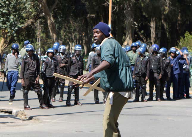 Police broke up a march in Harare on Aug. 3.