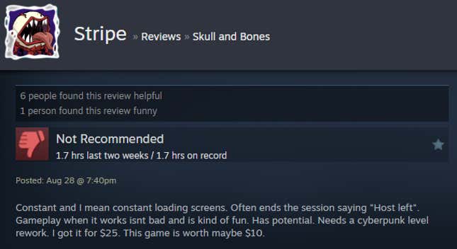 Image for article titled Skull And Bones, As Told By Steam Reviews