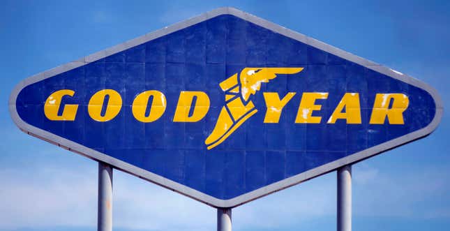 FILE - In this Aug. 20, 2020 file photo, signage for the Goodyear Distribution Center stands in Topeka, Kan. Goodyear Tire &amp; Rubber Co. has named former Stellantis executive Mark Stewart as its new CEO. Stewart will succeed Richard Kramer, who previously announced his plans to retire. Kramer has worked at Goodyear for 24 years, including 14 as chairman, CEO and president. (Evert Nelson/The Topeka Capital-Journal via AP, File)