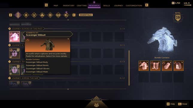 The initial Stillsuit unlock in Dune: Awakening.
