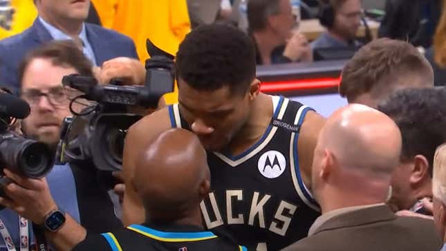 Giannis Antetokounmpo and John Haliburton