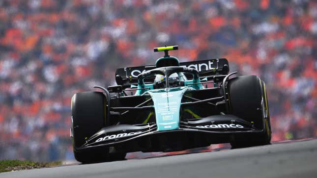 A photo of Sebastian Vettel racing in the Dutch Grand Prix. 