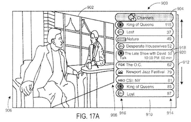 An illustration from Apple’s patent for a 3D television.