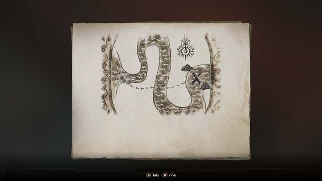 The ink sketch treasure map from Forlorn Watchman in Oblivion Remastered.