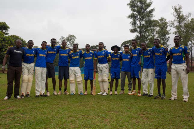 The Rwandan cricket team.