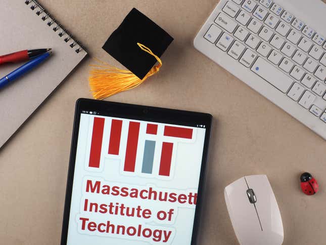 Massachusetts Institute of Technology (MIT) logo on a tablet.