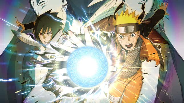 Artwork from Naruto Shippuden: Ultimate Ninja Storm 4 featuring Naruto and Sasuke.