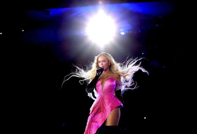 Beyoncé performs onstage during the “RENAISSANCE WORLD TOUR” at SoFi Stadium on September 01, 2023 in Inglewood, California.