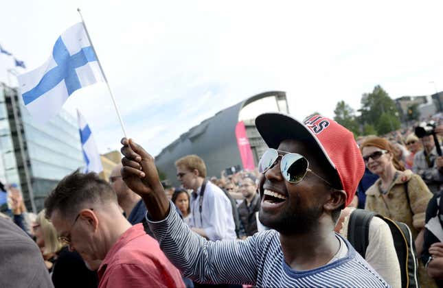 A demonstration against racism in Helsinki, Finland on July 28th, 2015.