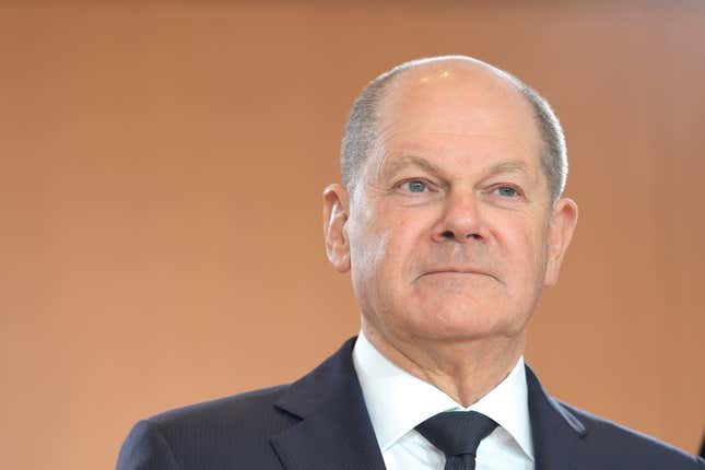 German Chancellor Olaf Scholz attends the cabinet meeting at the Chancellery in Berlin, Germany, Wednesday, Nov. 15, 2023. (AP Photo/Markus Schreiber)