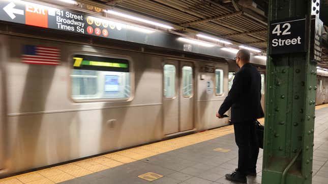 Lifestyle A person waits to board a 7 train at the 42nd St - Grand Central subway station on July 11, 2022, in New York City. 