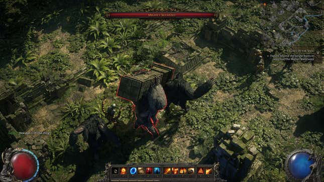 Seorang bos bertarung melawan Silverfist yang perkasa di Path of Exile 2.