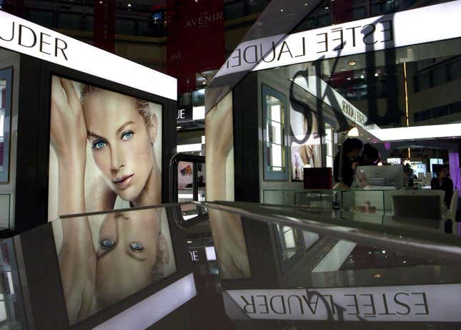 Estée Lauder counter at a shopping mall in Beijing, China.