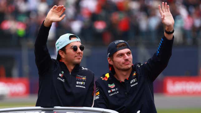 A photo of Sergio Perez and Max Verstappen at the Mexican Grand Prix. 