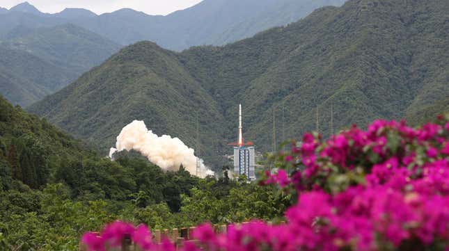 A Long March-2C rocket launches on June 22, 2024 carrying an astronomical satellite jointly developed by China and France,.