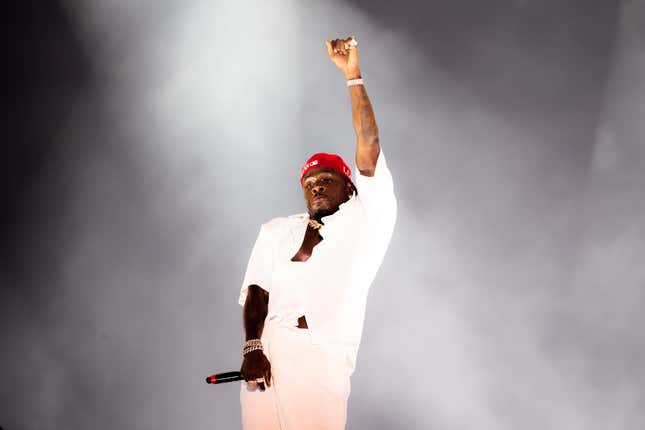 MIAMI GARDENS, FLORIDA - JULY 25: DaBaby performs on stage during Rolling Loud at Hard Rock Stadium on July 25, 2021 in Miami Gardens, Florida. (Photo by Rich Fury/Getty Images)