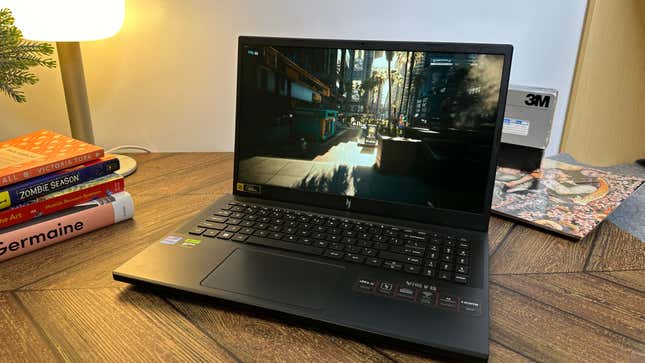 Acer Nitro V15 with CyberPunk being played on it. 
